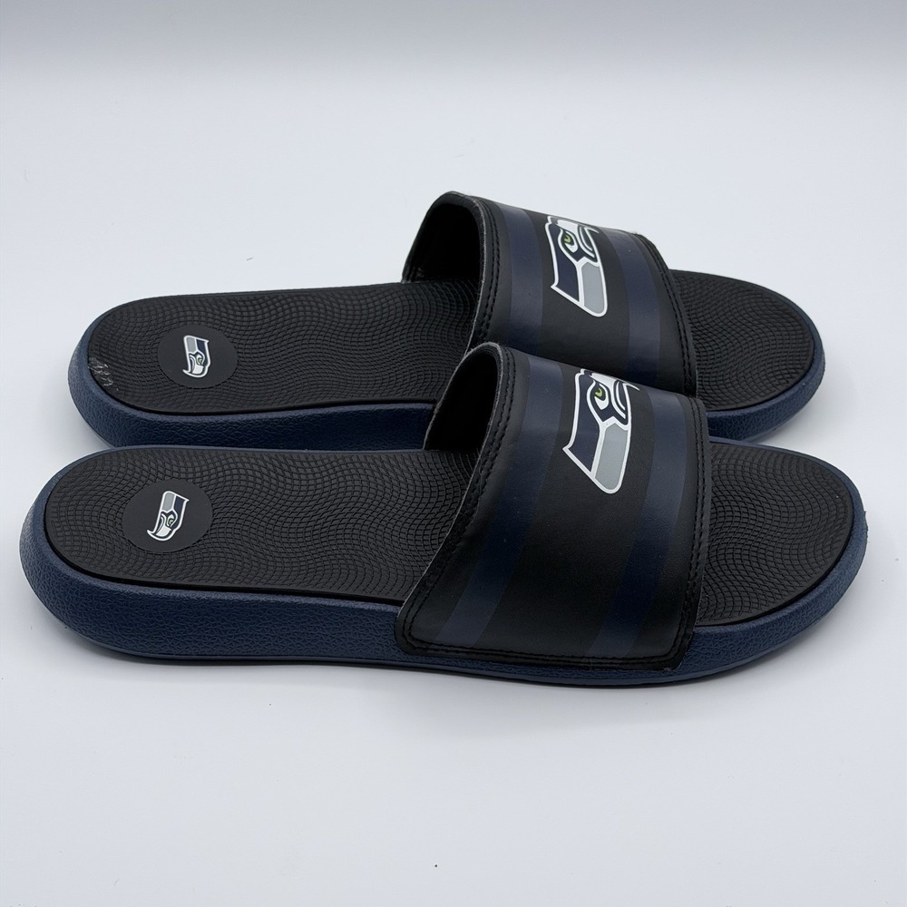 Seattle Seahawks NFL Mens FOCO Slide Sandals Training Camp Gel Slides Sz M 9-10